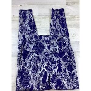 Carbon 38 Blue Gold Snakeskin Workout Athletic Leggings Small Gym Runner Stretch